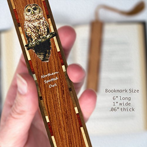 Northern Spotted Owl, Colorful (Double Sided) Wooden Bookmark with Tassel - Made in USA - Also Available Personalized