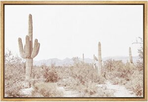 wall26 framed canvas print wall art retro vintage desert cactus landscape nature wilderness photography modern rustic colorful multicolor for living room, bedroom, office – 24×36 natural