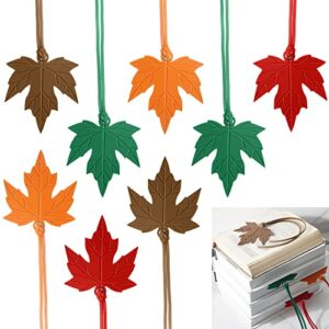 8 Pieces Maple Leaf Leather Bookmark Leather Page Markers Faux Leather Bookmark Leather Bookmarks for Men Women Book Lovers Bookworm Readers Writers Literature Fans, 4 Colors