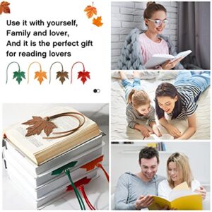 8 Pieces Maple Leaf Leather Bookmark Leather Page Markers Faux Leather Bookmark Leather Bookmarks for Men Women Book Lovers Bookworm Readers Writers Literature Fans, 4 Colors