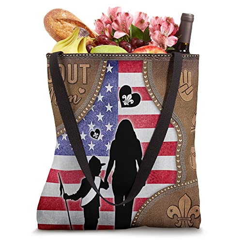 Scout Mom American Flag-Leather-Scouting Tote Bag