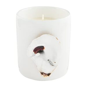 mud pie oyster ceramic candle, white, large, 4″ x 3.5″