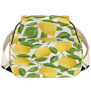 Funky Qiu Backpack Purse for Woman Watercolor Lemon Tree Leaves PU Leather Fashion Mini Backpack Casual Bag for Woman Girls