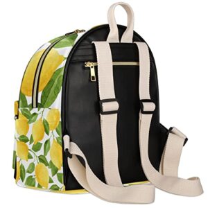 Funky Qiu Backpack Purse for Woman Watercolor Lemon Tree Leaves PU Leather Fashion Mini Backpack Casual Bag for Woman Girls