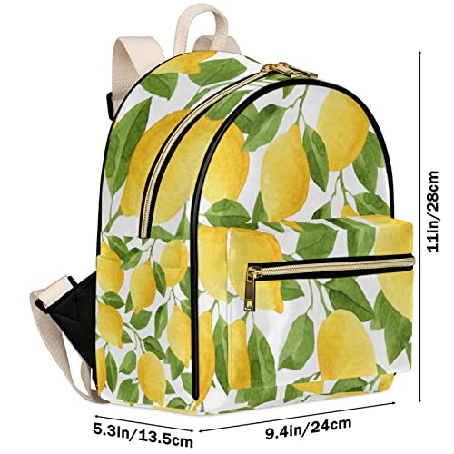 Funky Qiu Backpack Purse for Woman Watercolor Lemon Tree Leaves PU Leather Fashion Mini Backpack Casual Bag for Woman Girls