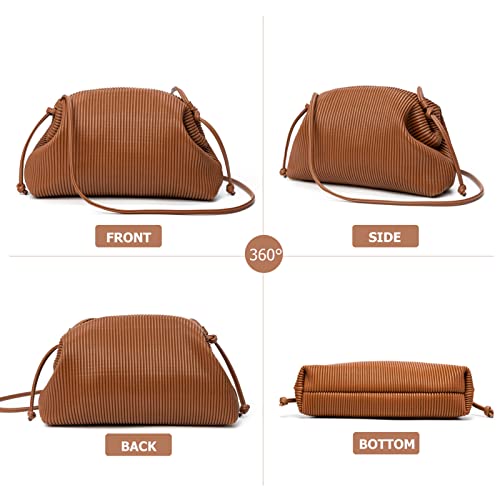 KingTo Clutch Crossbody Purse for Women Soft Cloud Bag Fashion Dumpling Shoulder Handbag Ruched Pouch Bag