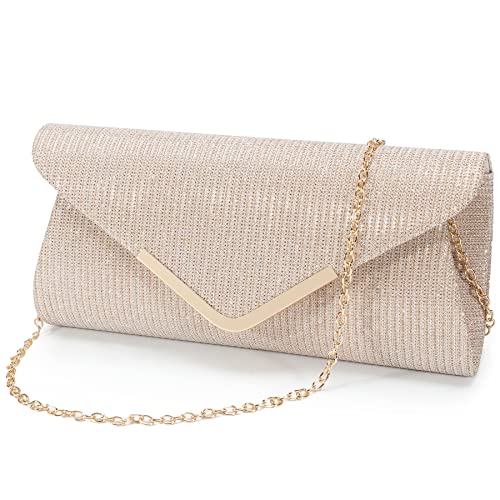 MYLONI Clutch Purses For Women Women's Evening Bags Clutches for Women Party Prom Wedding Sparkling Shoulder bag(Champagne)