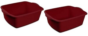 sterlite 12 quart dishpan basin, multi-purpose, 15 3/4″ x 12 1/2″ x 6″, red (2)