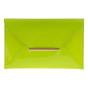faux patent leather envelope candy clutch bag, lime