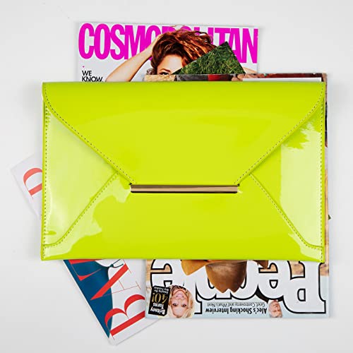 Faux Patent Leather Envelope Candy Clutch Bag, Lime