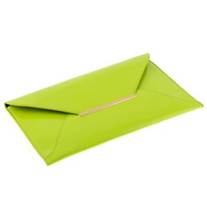 Faux Patent Leather Envelope Candy Clutch Bag, Lime