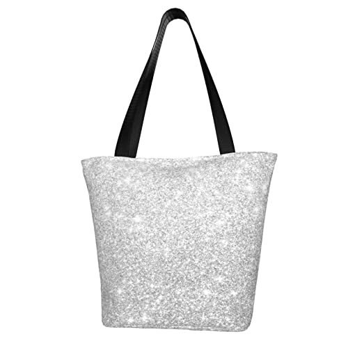 Kuilepa Silver Glitter Women Shoulder Tote Bags Casual Bag Ladies Shopping Handbag