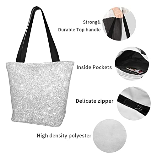 Kuilepa Silver Glitter Women Shoulder Tote Bags Casual Bag Ladies Shopping Handbag