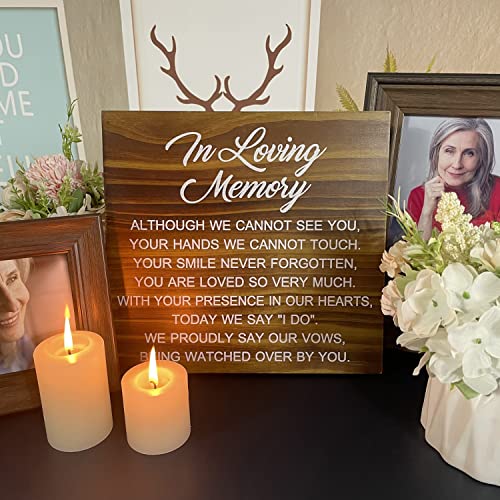 Memorial Table Sign for Wedding, Wedding Decorations for Reception, Rustic Wedding Decor (Printed Brown Sign)