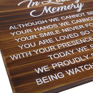 Memorial Table Sign for Wedding, Wedding Decorations for Reception, Rustic Wedding Decor (Printed Brown Sign)