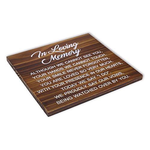 Memorial Table Sign for Wedding, Wedding Decorations for Reception, Rustic Wedding Decor (Printed Brown Sign)