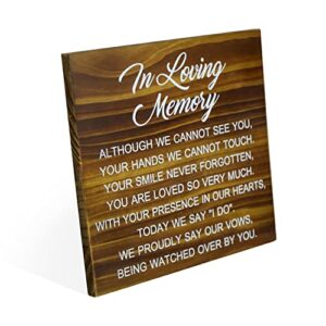 Memorial Table Sign for Wedding, Wedding Decorations for Reception, Rustic Wedding Decor (Printed Brown Sign)