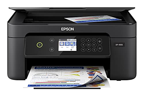 Epson Expression Home XP-4105 All-in-One Wireless Color Inkjet Printer, Black - Print Copy Scan - 2.4" Color LCD, 10.0 ppm, 5760 x 1440 dpi, Auto 2-Sided Printing, Voice Activated