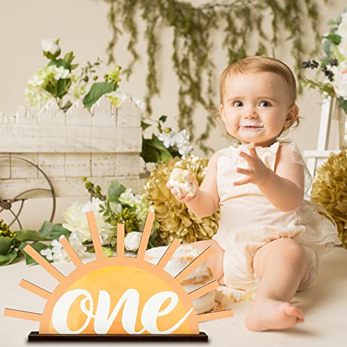 ArowlWesh Boho Sun One Wooden Table Centerpieces Spring Summer Sun Themed 1st Birthday Party Sign First Trip Around The Sun One Year Old Birthday Wood Table Decor Milestone Baby Shower Decor