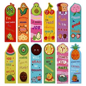 mwoot 36 pcs paper bookmark, fruit cardboard bookmarks multipack, educational book marker card set for children kid, book page clip book lover gifts school rewards, reading and spelling