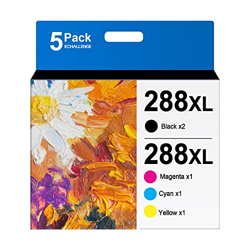 T288XL 288XL High Yield - 5 Pack Remanufactured Ink Cartridge Replacement for Epson 288 288XL 288 XL T288XL to use with XP-440 XP-330 XP-446 XP-340 XP-430 (2 Black, 1 Cyan, 1 Magenta, 1 Yellow)