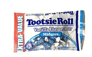 tootsie roll midgees (1) 5.13 oz bag tootsie roll vanilla flavored midgees – peanut free and gluten free (approximately 22 pieces per bag)