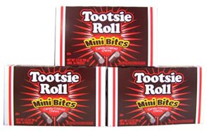 tootsie roll mini bites candy coated chews movie theater box, 3.5 oz (pack of 3)