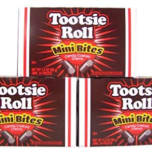 Tootsie Roll Mini Bites Candy Coated Chews Movie Theater Box, 3.5 oz (Pack of 3)