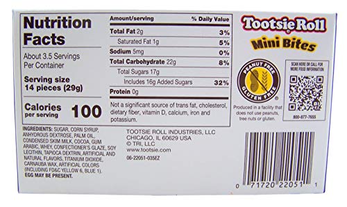 Tootsie Roll Mini Bites Candy Coated Chews Movie Theater Box, 3.5 oz (Pack of 3)