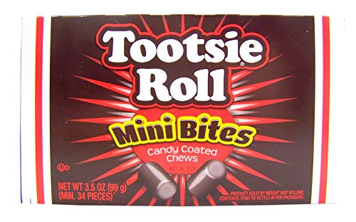 Tootsie Roll Mini Bites Candy Coated Chews Movie Theater Box, 3.5 oz (Pack of 3)