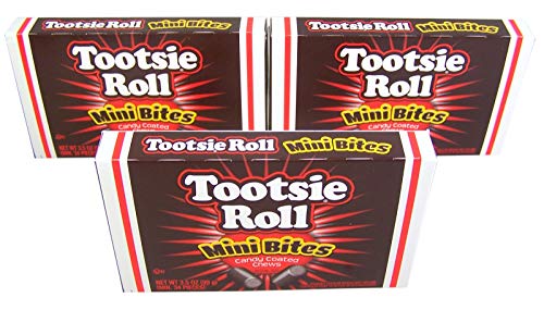 Tootsie Roll Mini Bites Candy Coated Chews Movie Theater Box, 3.5 oz (Pack of 3)