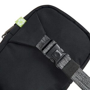 Travelon Greenlander Sustainable Anti-Theft Compact Sling, Jet Black, 5" W x 7.25" H x 1.75" D