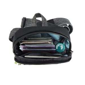 Travelon Greenlander Sustainable Anti-Theft Compact Sling, Jet Black, 5" W x 7.25" H x 1.75" D