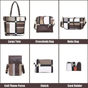 OTMIPIML Purses and Handbags for Women Synthetic Leather Tote Crossbody Bags Satchel Purses Set 6pcs (A-Brown)