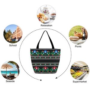 Polish Folk Art with Flowers Stylish Tote Bag Casual Ladies Shoulder Bags For Work School Travel Business Shopping