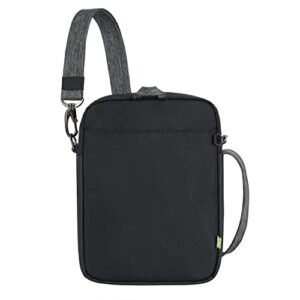 Travelon Greenlander Sustainable Anti-Theft Small Crossbody, Jet Black, 7.5" W x 10.5" H x 2.75" D