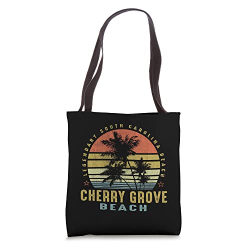 Cherry Grove Beach Retro Palm Sunset - Beach Lover Design Tote Bag