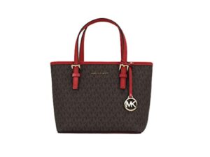 michael kors xs carry all jet set travel womens tote (br/flame)