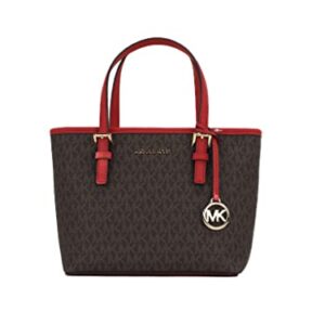 Michael Kors XS Carry All Jet Set Travel Womens Tote (Br/Flame)