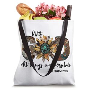 Sunflower With God All Things Are Possible For Christian Tote Bag