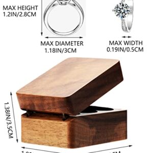 COSISO Walnut Wooden Wedding Ring Storage Box,Solid Ring Holder for Ring 3 Slots Wedding Ceremony Engagement Birthday (Black Inner)