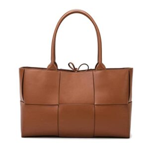 na women’s bag 2021 new hand-woven soft leather textured tote bag autumn winter retro simple casual handbag brown