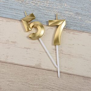 Gold 75th & 57th Birthday Candles,Gold Number 75 57 Cake Topper for Birthday Decorations Party Decoration