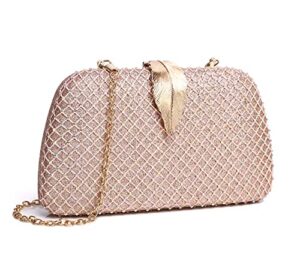 colored diamonds clutch purses for women evening bags wedding handbags evening clutch purse, birthday gift (champagne pink-3)