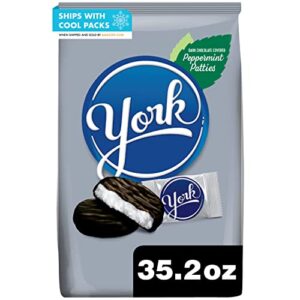 york dark chocolate covered minty, gluten free, individually wrapped peppermint patties candy bulk party pack, 35.2 oz