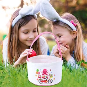 6PCS Small Easter Baskets Stuffers for Kids with Handle - Egg Hunt Canvas Buckets Basket Gift Party Supplies Boys Girls 7x10Inches