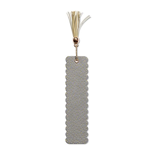 C.R. Gibson Silver and Gold Dot Pattern Faux Leather Bookmark with Tassel, 1.75 W x 7 H Inches