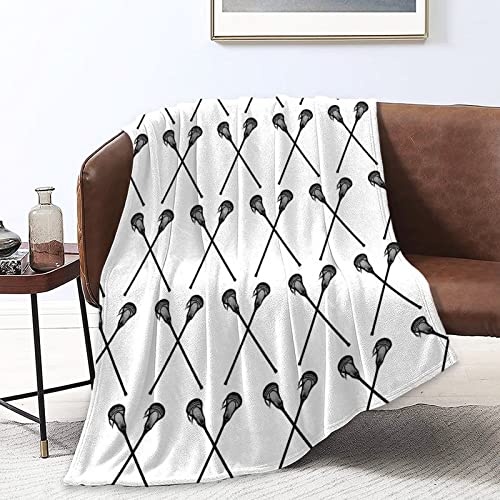 Fluffy Throw Blanket Warm Ultra-Soft Micro Fleece Blanket Luxury Blanket Throws Cozy Crossed Lacrosse Sticks Pattern Travel Throw Blanket