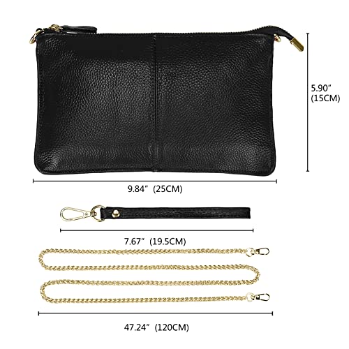 Uromee Wristlet Wallet Clutch Purses for Women Genuine Leather Crossbody Bag Handbag with Detachable Shoulder Chain