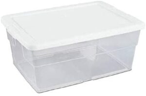 16445512 16 quart (qt) storage box container, white lids & clear base (u001)
